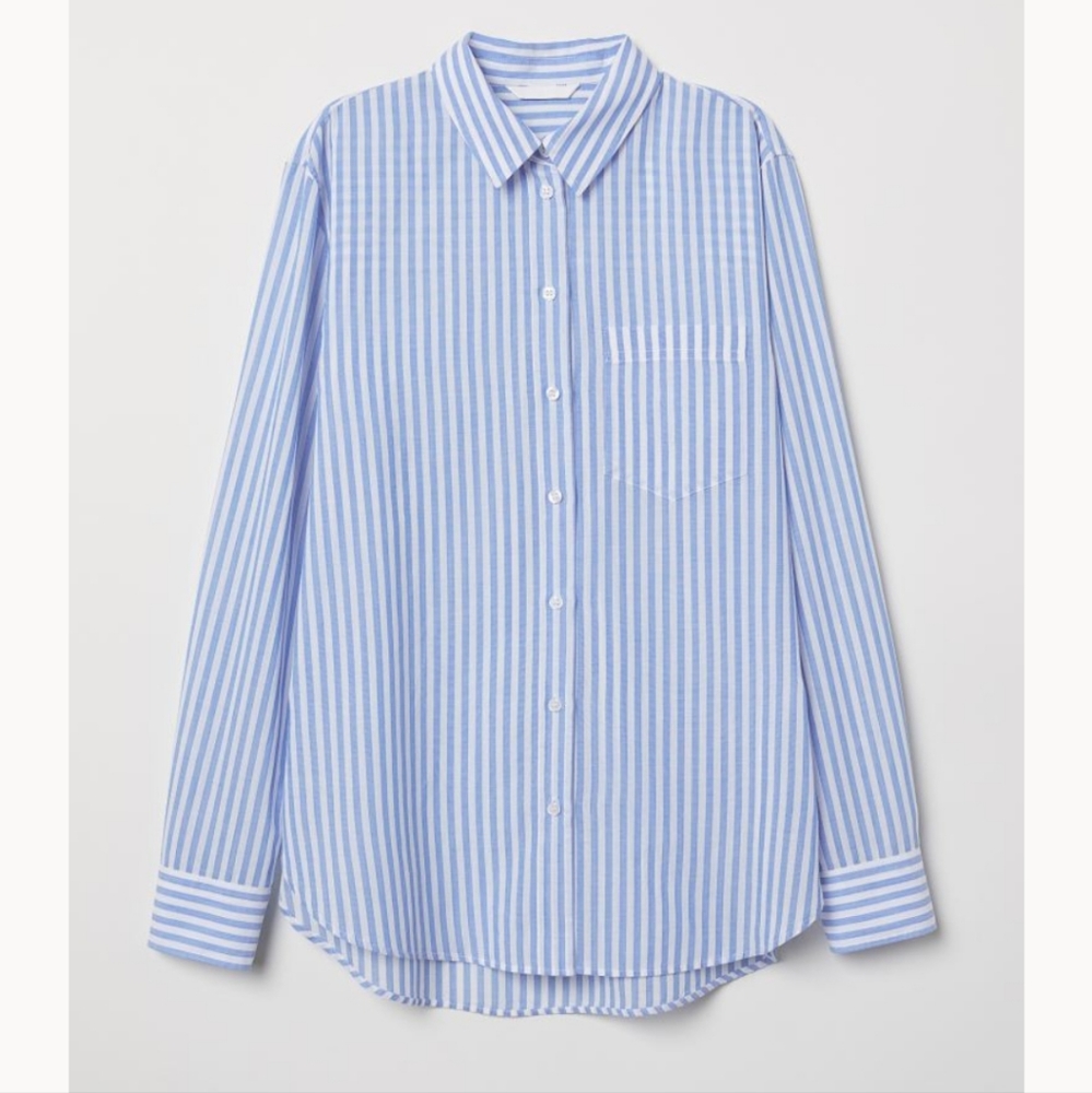 H&M Stripped Blue Collar Shirt size 6